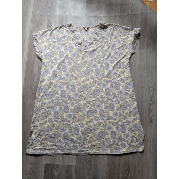 secret Treasures Womens Floral Lace Trim Nightgown Size L Yellow & Gray - Picture 5 of 8